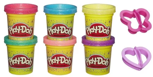 Play-Doh 6 tégelyes csillámos gyurmaszett 