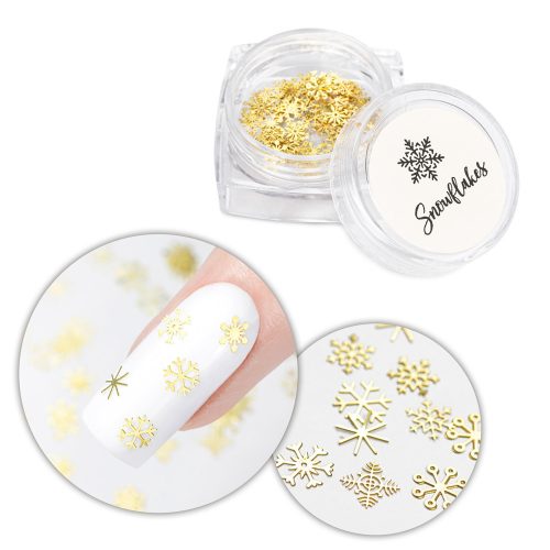 Karácsonyi körömdísz hópehely - arany szín, tégelyben