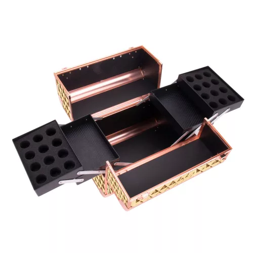Kozmetikai bőrönd / táska - holo rose gold (K105-7H)