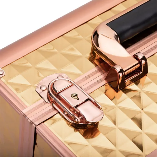 Kozmetikai bőrönd / táska - holo rose gold (K105-7H)