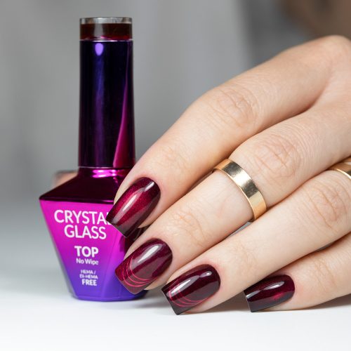 Molly Nails Crystal glass Top Raspberry - üveg hatású, málna színű fényzselé