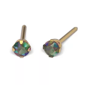 Fülbevaló, Karmos, Cubic Cirkónia, Natúr, Fekete (DLC bevonat) 4mm