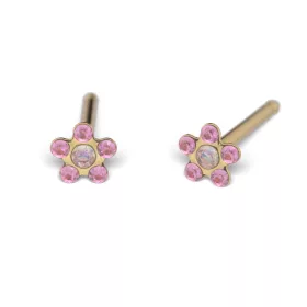   Fülbevaló - margaréta Világos Rózsaszín & AB Kristály - arany szín 