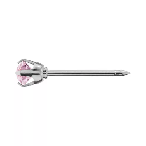 Fülbevaló - Rózsaszín Cubic Cirkónia - natúr szín 3mm