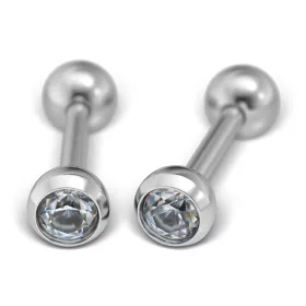 Fülbevaló - barbell crystal - natur szín 