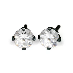 Fülbevaló, Karmos, Cubic Cirkónia, Natúr, Fekete (DLC bevonat) 4mm