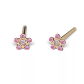   Fülbevaló - margaréta Rózsaszín & ab crystal - arany szín (3mm!)