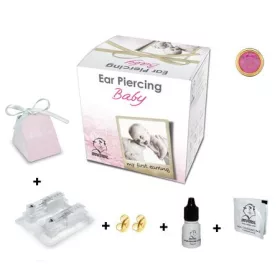 BabyBox - Fülbevaló - rózsaszín kővel - arany szín 2mm