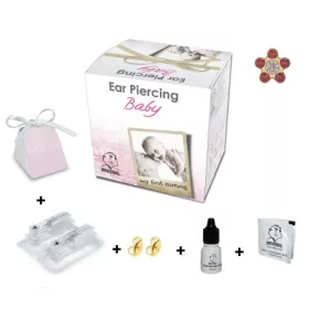   BabyBox - Fülbevaló - margaréta - piros & crystal kővel - arany szín