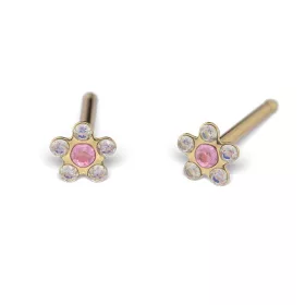   Rövid szárú Margaréta Crystal AB&Pink kővel arany színű