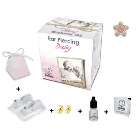   BabyBox - Fülbevaló - margaréta - crstal ab &  rózsaszín kővel - arany szín