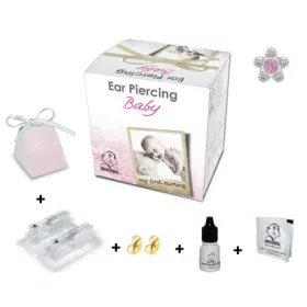   BabyBox - Fülbevaló - margaréta - crstal ab &  rózsaszín kővel - natúr szín