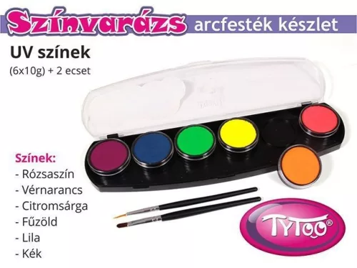 TyToo Színvarázs Arcfesték szett 6x10g UV-neon színek