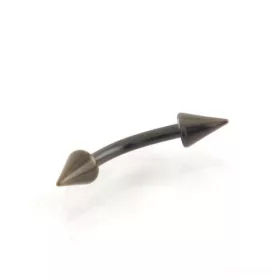   Hajlított szárú banán piercing, tüske végekkel (fekete színű)