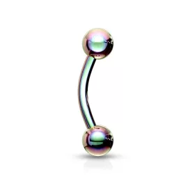   Hajlított szárú - banán - piercing, golyó végekkel (holo színű)