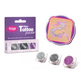   Csillámpor szett 3 x 2,5 ml Ezüst, Acélszürke, Világos mályva