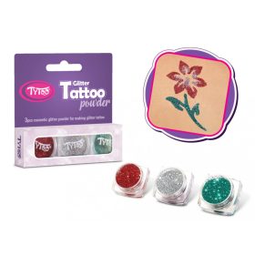   Csillámpor szett 3 x 2,5 ml Piros, Ezüst, Világos türkizzöld