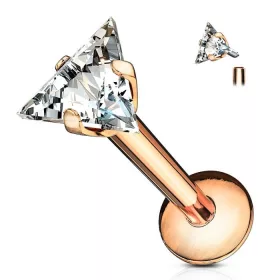 Labret háromszög kővel (rosegold színű)