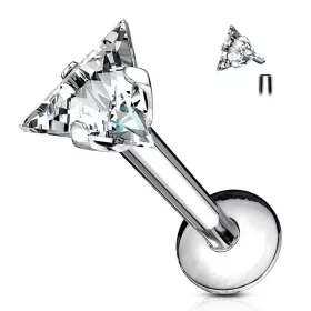 Labret háromszög kővel (ezüst színű)