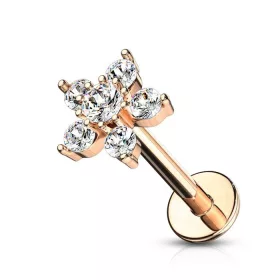   Labret kövekkel kirakott csillaggal, belső menettel (rosegold szín, crystal kővel)