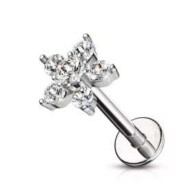   Labret kövekkel kirakott csillaggal, belső menettel (ezüst szín, crystal kővel)