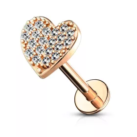   Labret különleges köves szív díszítéssel (rosegold színű)