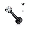 Push-in labret (fekete színű, 3mm crystal kővel)