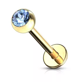  Labret mini kristállyal (arany színű, világoskék kővel)