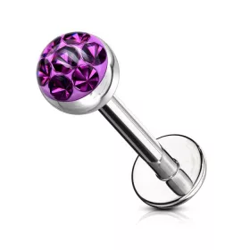   Labret kristály kövekkel (ezüst színű, violet kövekkel)