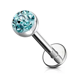   Labret kristály kövekkel (ezüst színű, türkiz kövekkel)