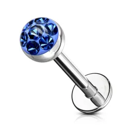 Labret kristály kövekkel (ezüst színű, kék kövekkel)