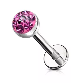  Labret kristály kövekkel (ezüst színű, hot pink kövekkel)