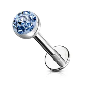   Labret kristály kövekkel (ezüst színű, világoskék kövekkel)