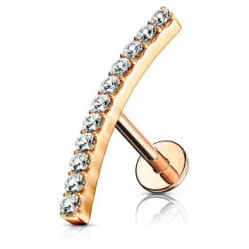   Labret, belső menetes, kövekkel diszített ívvel (rosegold színű)