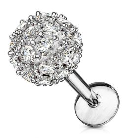   Labret csillogó köves golyóval (ezüst színű, 6mm-es golyóval)