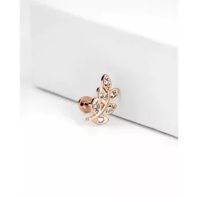Labret köves levéllel - rosegold szín