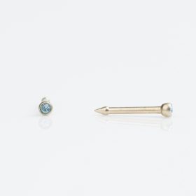   Orrlyukasztó - aquamarine kővel  - titán szín 2mm - medisept készülékhez