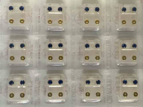 Karmos foglalatú 6mm - arany szín - sötétkék
