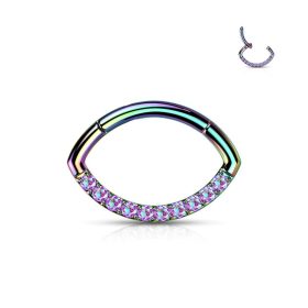   Csuklós karika titánból, ovális, kővel (fekete színű, crystal kővel)