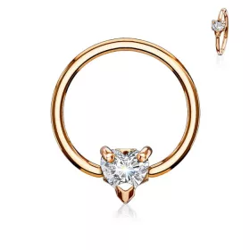   Golyózáras karika szív alakú kővel (rosegold színű, crystal kővel)