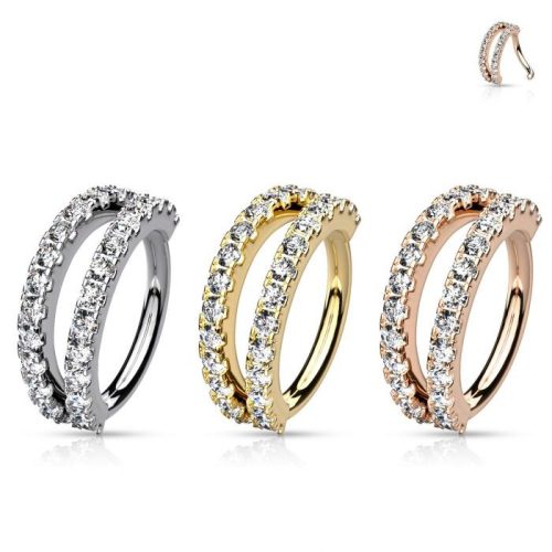 Végtelen karika, két sor kővel (arany színű, 8mm)