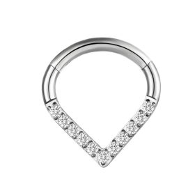   Csuklós titán karika csepp formában kősorral (ezüst szín)