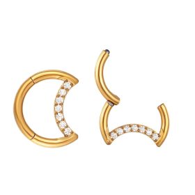   Csuklós karika titánból, félhold alakú kősorral (arany színű)