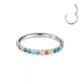   Csuklós karika titánból, kifelé néző színes kősorral (ezüst szín)