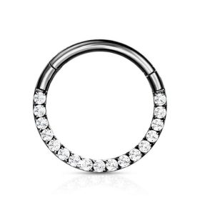   Csuklós karika titánból 8mm, kősorral (fekete szín, crystal kővel)