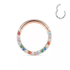 Csuklós karika titánból, színes kősorral (arany szín)