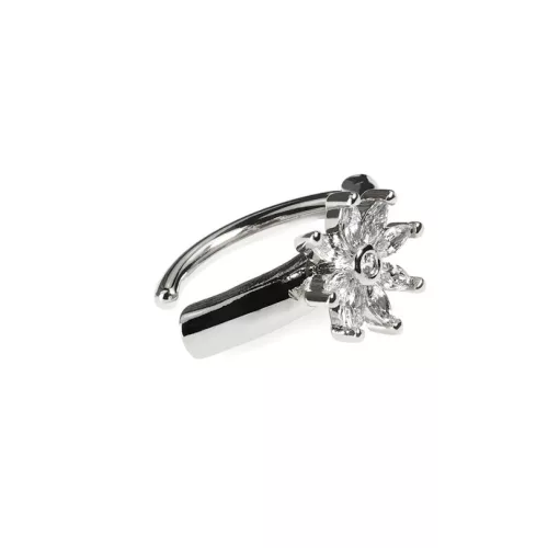 Köldök piercing clicker virággal (ezüst színű)