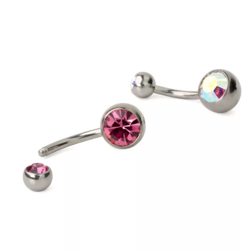 Köldök piercing titánból (crystal ab kővel)