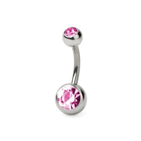 Köldök piercing titánból (pink kővel)