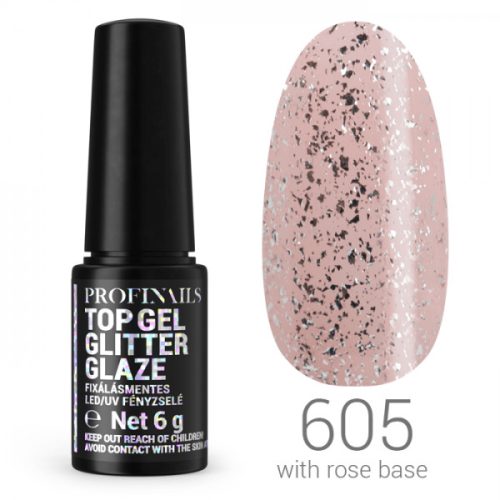 Profinails Top Gél Glitter Glaze fixálásmentes LED/UV fényzselé 6g No. 605